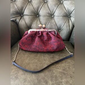 Weekend Max Mara Bag Pasticcino Clutch Boucle Dark Red Navy Size Medium
